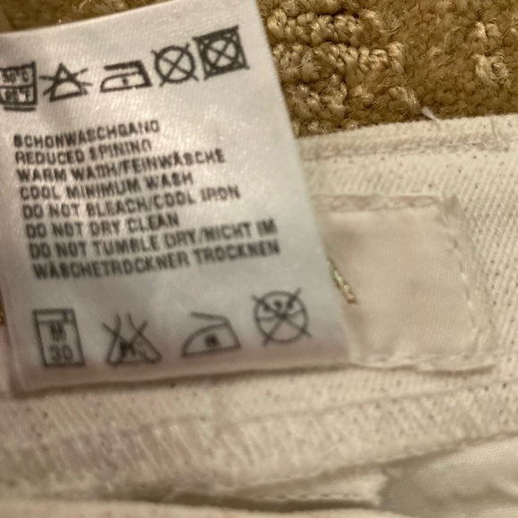 ESCADA gold metallic dots sparkle off white jeans sz 14 - Picture 9 of 16